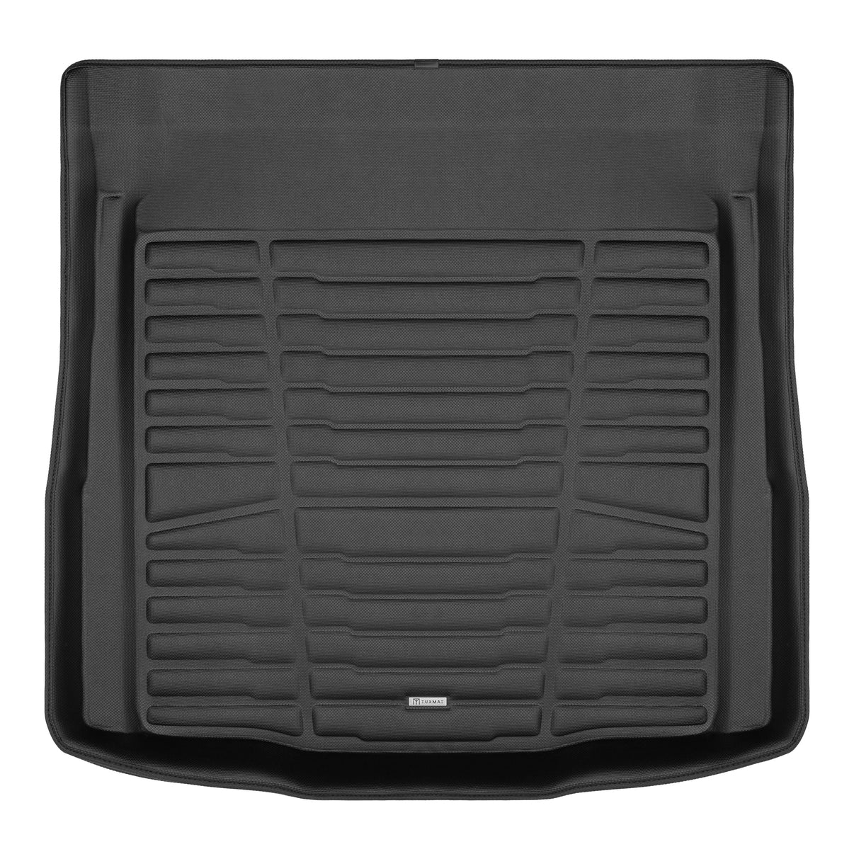 A set of black TuxMat trunk mats for BMW 3-Series models.