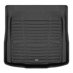 A set of black TuxMat trunk mats for BMW 3-Series models.