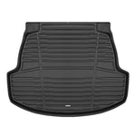 A set of black TuxMat trunk mats for Toyota Corolla models.