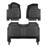 A set of black TuxMat car floor mats for Chevrolet Silverado HD models.
