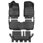 A set of black TuxMat car floor mats for Cadillac XT6 models.