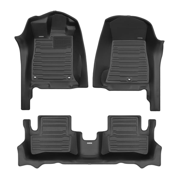 A set of black TuxMat car floor mats for Acura TLX models.
