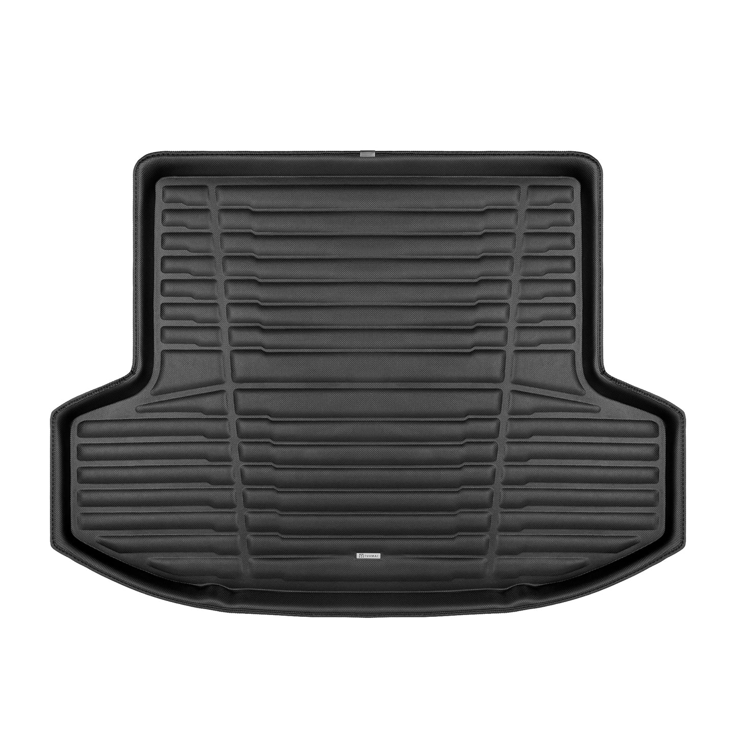 A set of black TuxMat trunk mats for Nissan Versa models.