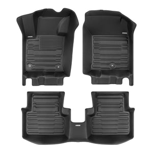 A set of black TuxMat car floor mats for Ford Maverick models.